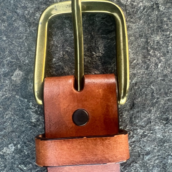 Orvis Leather Belt in Tan with Blue and Cream Cross Stitch Inserts - Size 36 - Picture 7 of 9